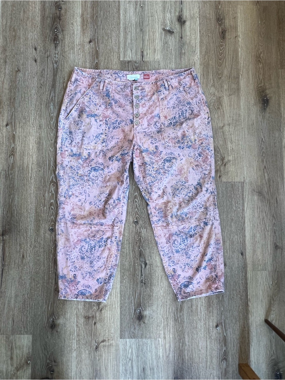 Anthropologie Pilcro the Wanderer Utility Pant Pink Floral 24W Plus Size